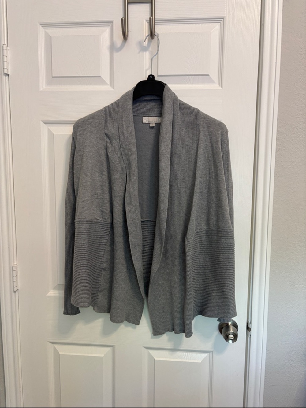Emily Rose Gray Open-Front Shawl Collar Cardigan wsr3